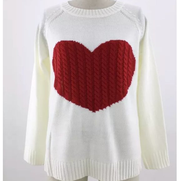 Valentines Day Ivory Red Heart Knitted Sweater ❤️ - Picture 3 of 5